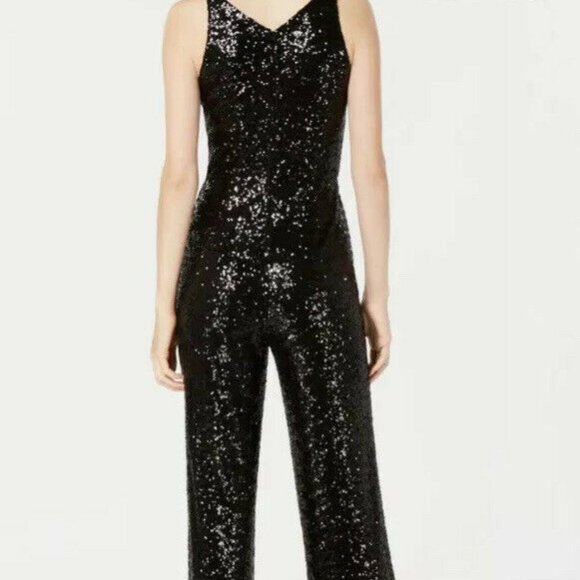 Emerald Sundae Black Sequin Pant Jumpsuit Evening - Picture 2 of 4